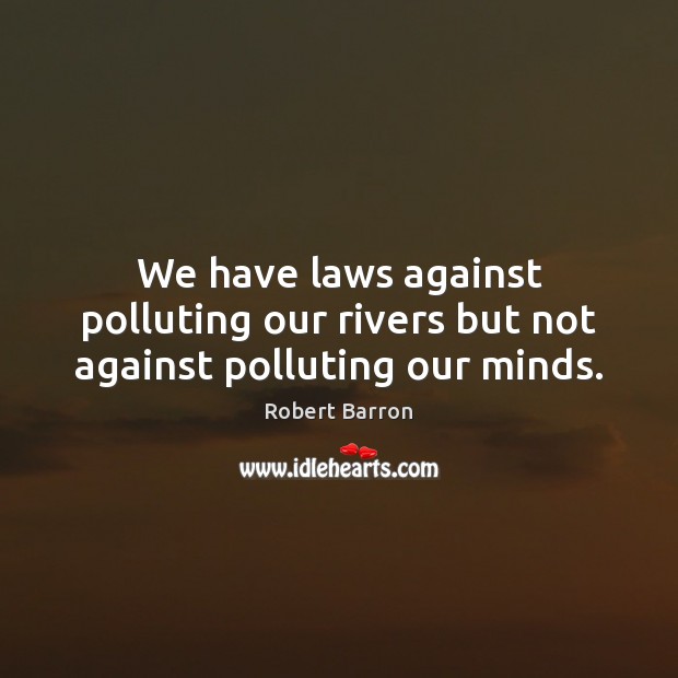 We have laws against polluting our rivers but not against polluting our minds. Robert Barron Picture Quote