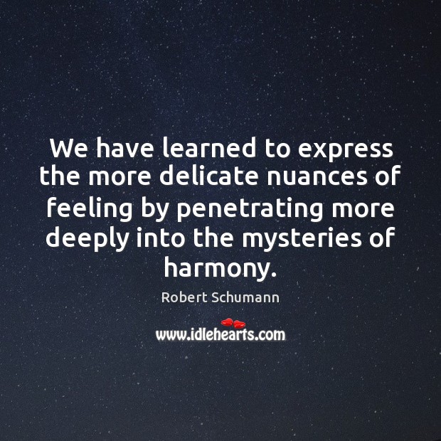 We have learned to express the more delicate nuances of feeling by Robert Schumann Picture Quote