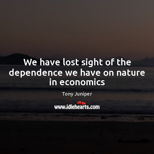 We have lost sight of the dependence we have on nature in economics Tony Juniper Picture Quote