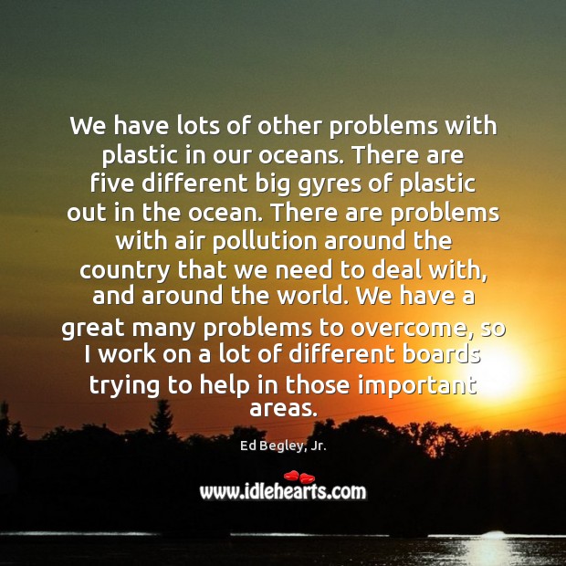 We have lots of other problems with plastic in our oceans. There Ed Begley, Jr. Picture Quote