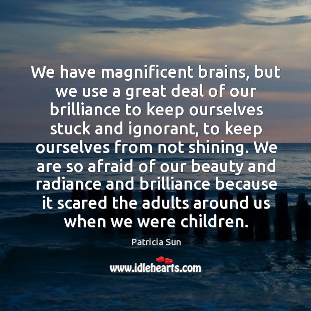 We have magnificent brains, but we use a great deal of our brilliance to keep ourselves Patricia Sun Picture Quote