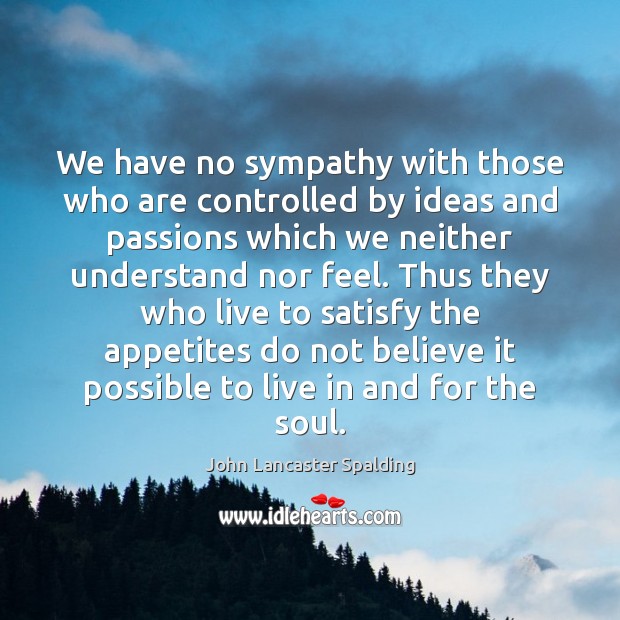 We have no sympathy with those who are controlled by ideas and Image