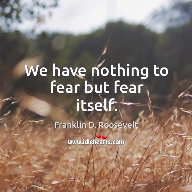 We have nothing to fear but fear itself. Franklin D. Roosevelt Picture Quote