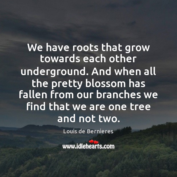 We have roots that grow towards each other underground. And when all Louis de Bernieres Picture Quote