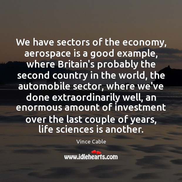 We have sectors of the economy, aerospace is a good example, where Vince Cable Picture Quote