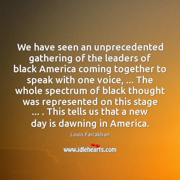 We have seen an unprecedented gathering of the leaders of black America Louis Farrakhan Picture Quote