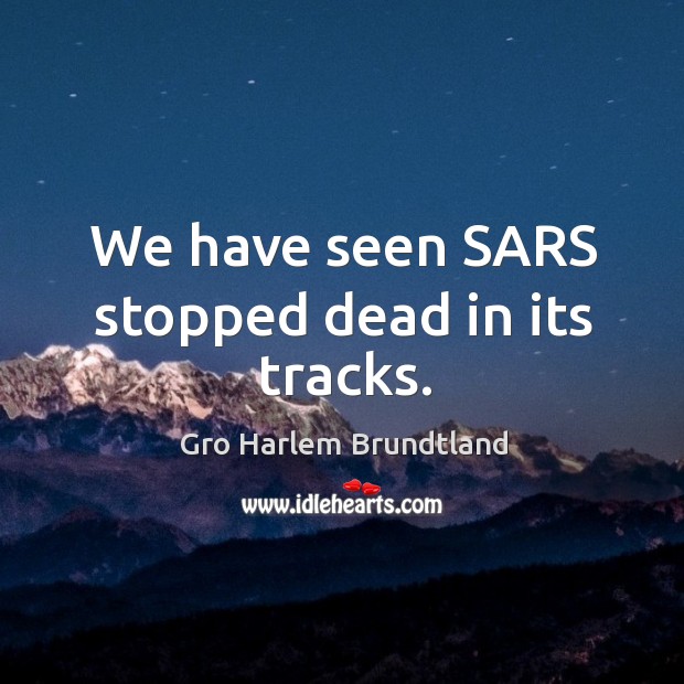 We have seen sars stopped dead in its tracks. Image
