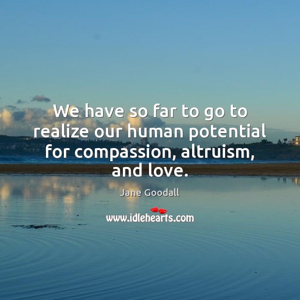 We have so far to go to realize our human potential for compassion, altruism, and love. Image
