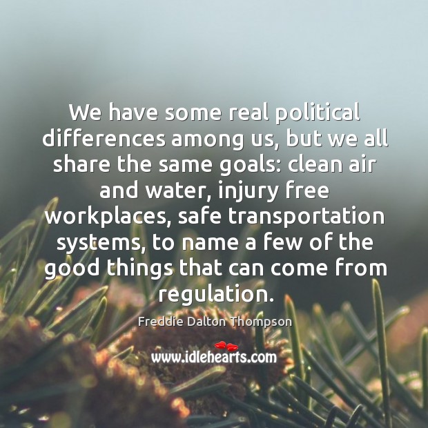 We have some real political differences among us, but we all share the same goals: Freddie Dalton Thompson Picture Quote