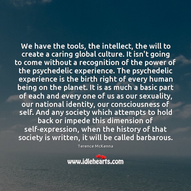 We have the tools, the intellect, the will to create a caring Terence McKenna Picture Quote