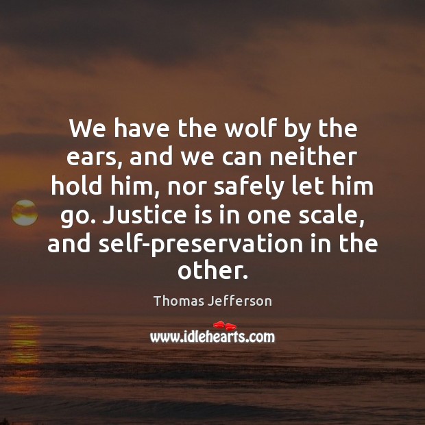 We have the wolf by the ears, and we can neither hold Justice Quotes Image
