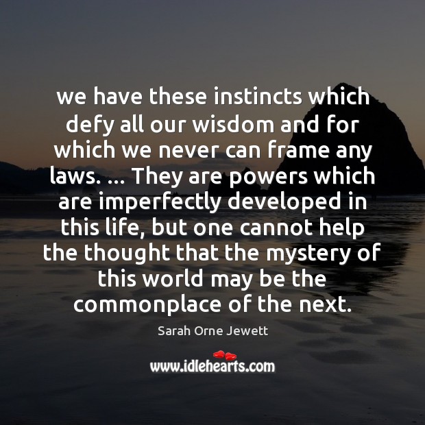 We have these instincts which defy all our wisdom and for which Sarah Orne Jewett Picture Quote