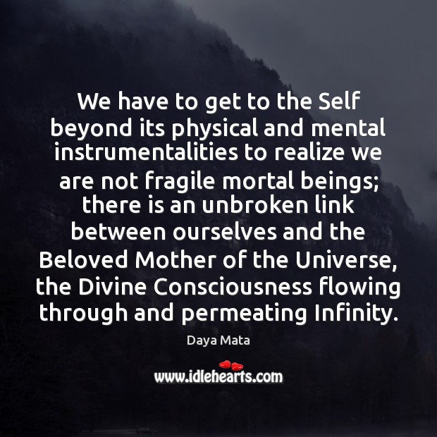 We have to get to the Self beyond its physical and mental Image