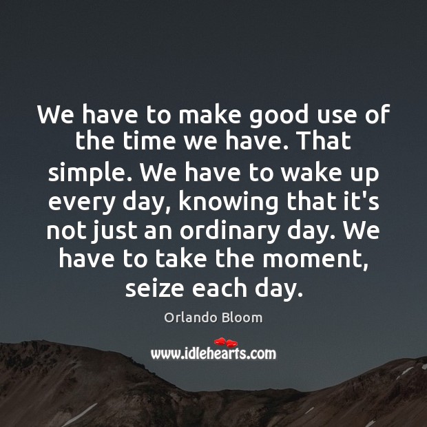 We have to make good use of the time we have. That Orlando Bloom Picture Quote