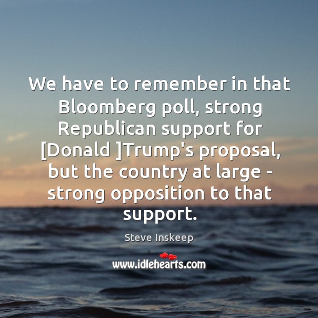We have to remember in that Bloomberg poll, strong Republican support for [ Image