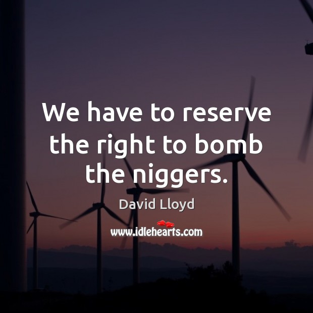 We have to reserve the right to bomb the niggers. David Lloyd Picture Quote