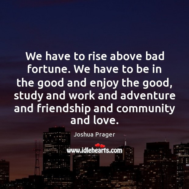 We have to rise above bad fortune. We have to be in Joshua Prager Picture Quote