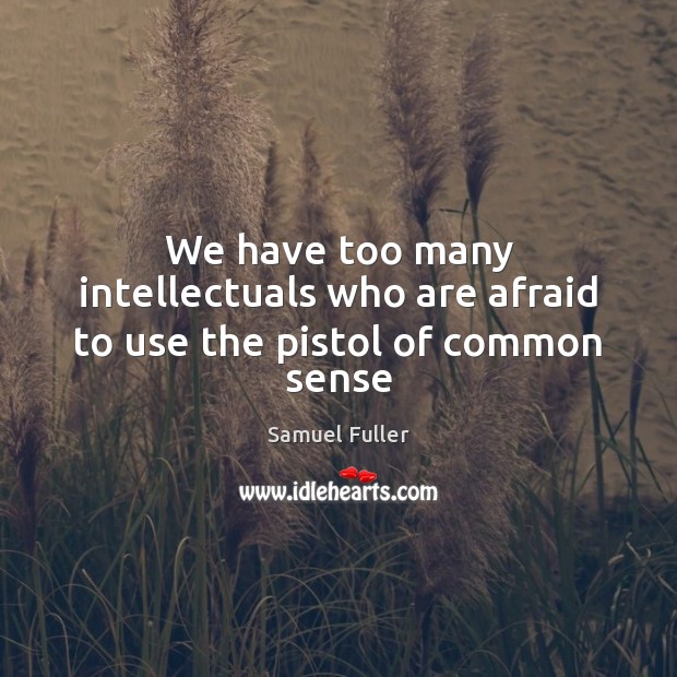 We have too many intellectuals who are afraid to use the pistol of common sense Samuel Fuller Picture Quote