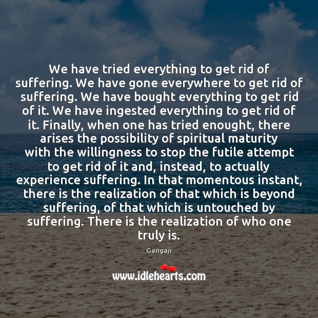 We have tried everything to get rid of suffering. We have gone Gangaji Picture Quote