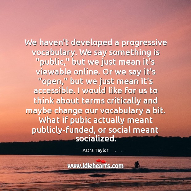 We haven’t developed a progressive vocabulary. We say something is “public,” but Image
