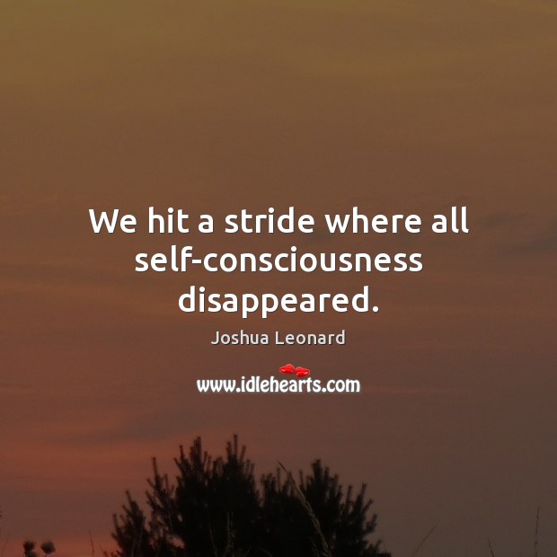 We hit a stride where all self-consciousness disappeared. Joshua Leonard Picture Quote