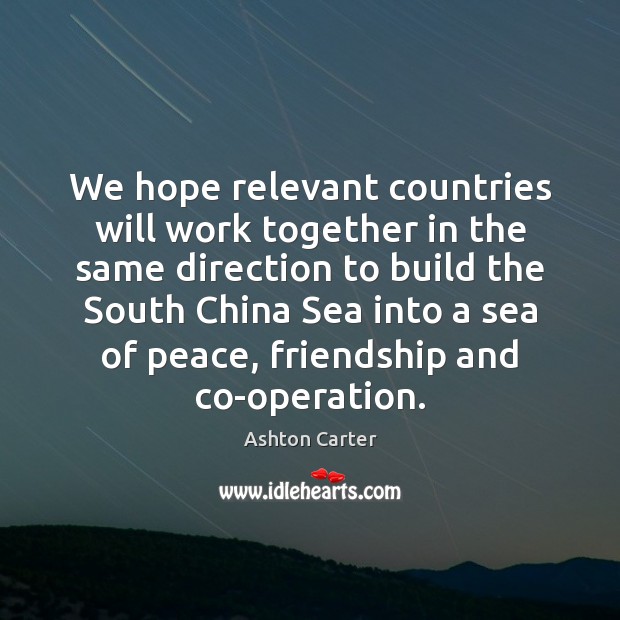 We hope relevant countries will work together in the same direction to Image
