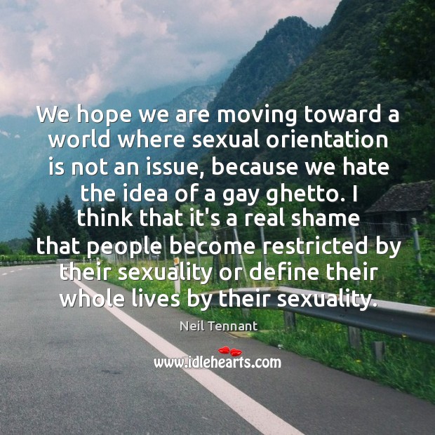 We hope we are moving toward a world where sexual orientation is Neil Tennant Picture Quote