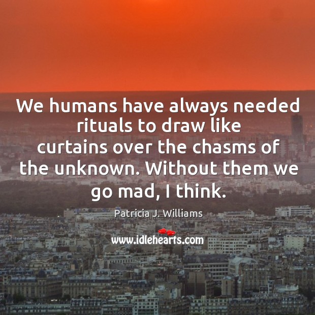 We humans have always needed rituals to draw like curtains over the Patricia J. Williams Picture Quote