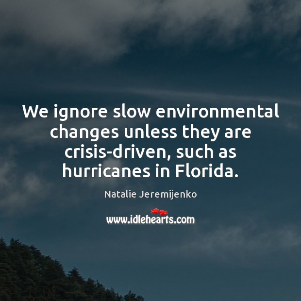We ignore slow environmental changes unless they are crisis-driven, such as hurricanes Natalie Jeremijenko Picture Quote