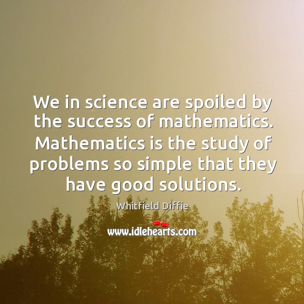 We in science are spoiled by the success of mathematics. Mathematics is the study of Whitfield Diffie Picture Quote