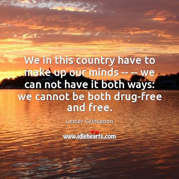 We in this country have to make up our minds — — Lester Grinspoon Picture Quote