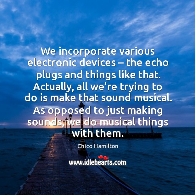 We incorporate various electronic devices – the echo plugs and things like that. Chico Hamilton Picture Quote