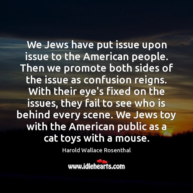We Jews have put issue upon issue to the American people. Then Harold Wallace Rosenthal Picture Quote