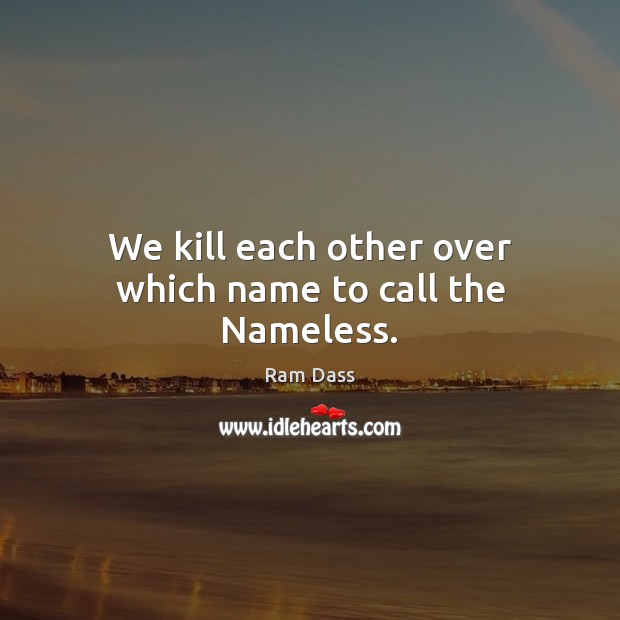 We kill each other over which name to call the Nameless. Ram Dass Picture Quote
