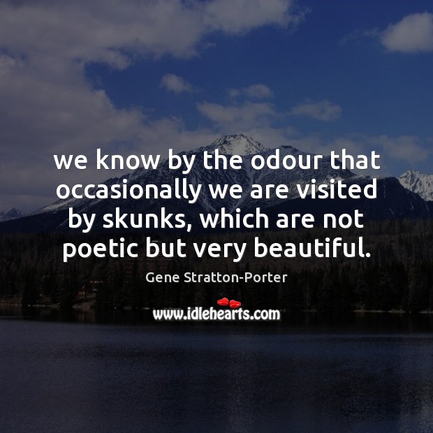 We know by the odour that occasionally we are visited by skunks, Gene Stratton-Porter Picture Quote
