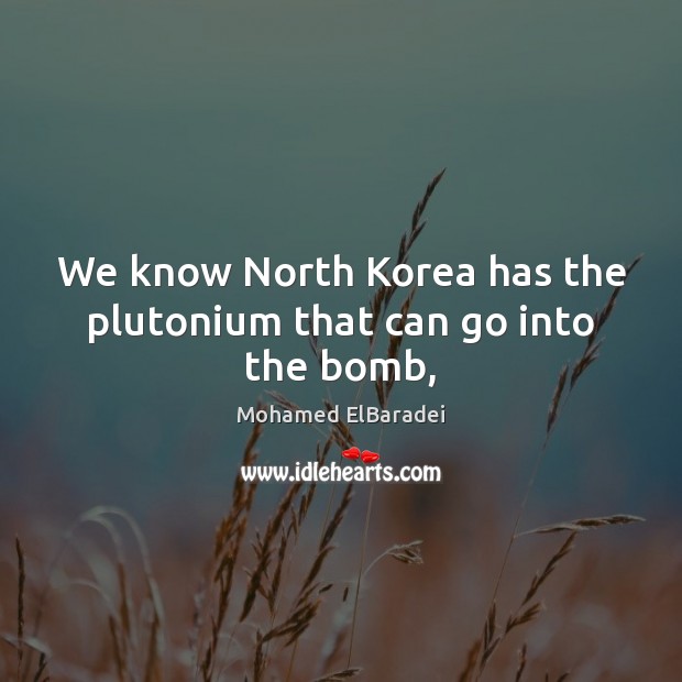 We know North Korea has the plutonium that can go into the bomb, Mohamed ElBaradei Picture Quote