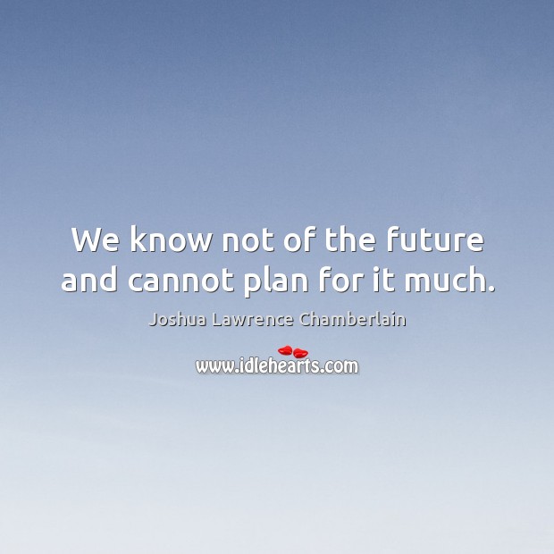 We know not of the future and cannot plan for it much. Joshua Lawrence Chamberlain Picture Quote