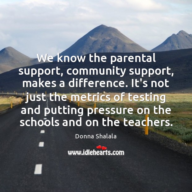 We know the parental support, community support, makes a difference. It’s not Donna Shalala Picture Quote