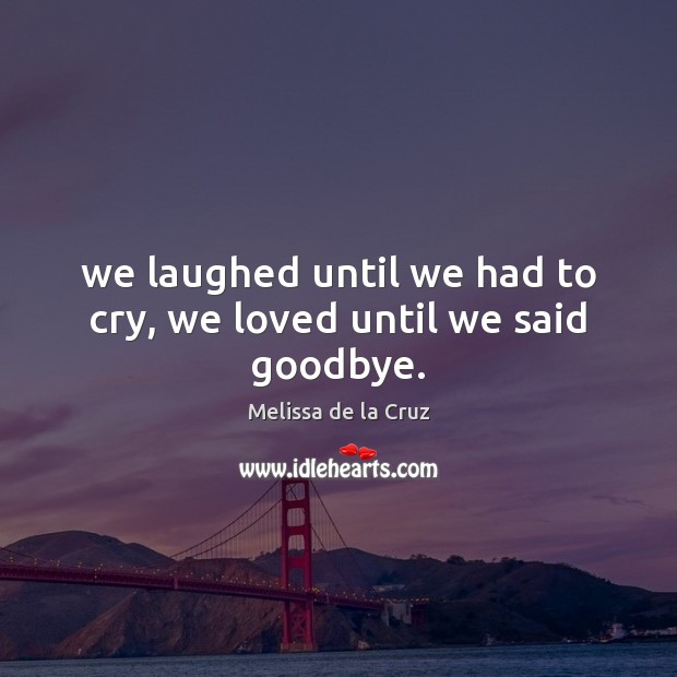 We laughed until we had to cry, we loved until we said goodbye. Image