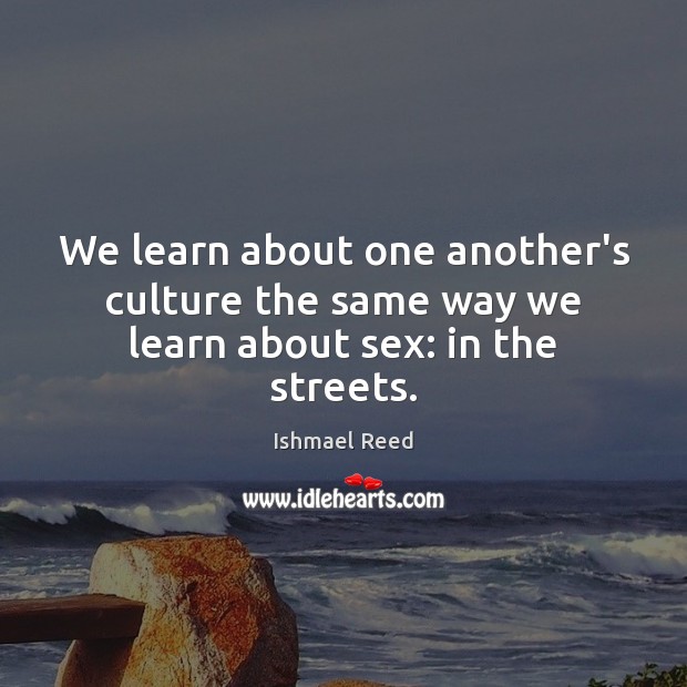 We learn about one another’s culture the same way we learn about sex: in the streets. Ishmael Reed Picture Quote
