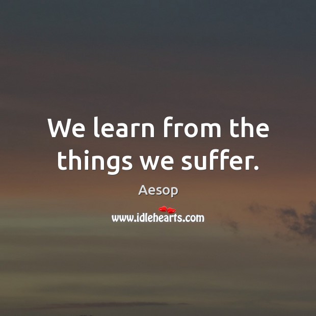 We learn from the things we suffer. Image