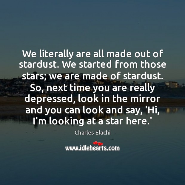 We literally are all made out of stardust. We started from those Charles Elachi Picture Quote