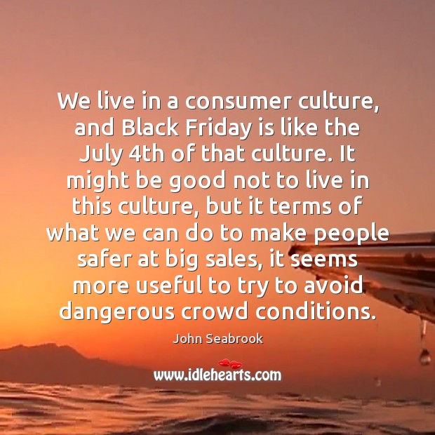 We live in a consumer culture, and Black Friday is like the John Seabrook Picture Quote
