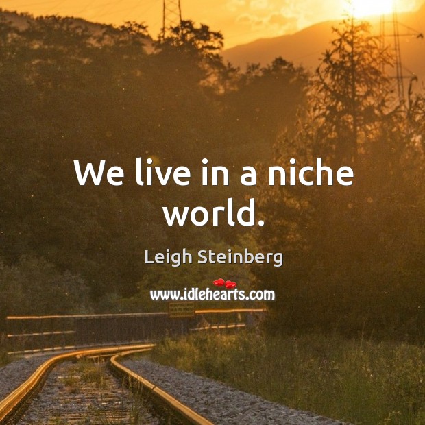 We live in a niche world. Leigh Steinberg Picture Quote