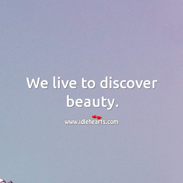We live to discover beauty. Image