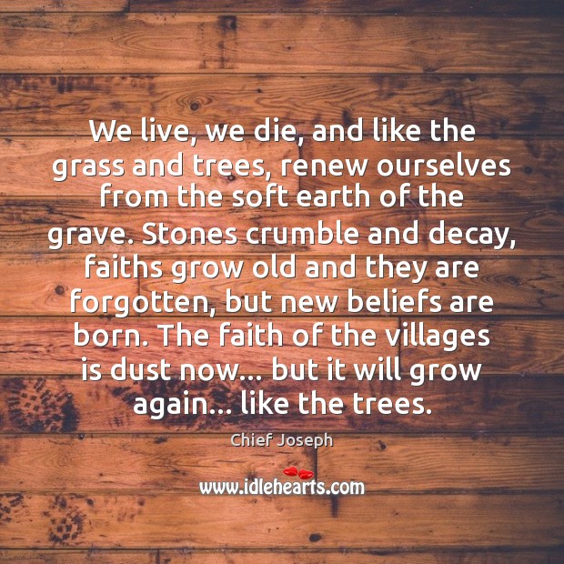 We live, we die, and like the grass and trees, renew ourselves Chief Joseph Picture Quote