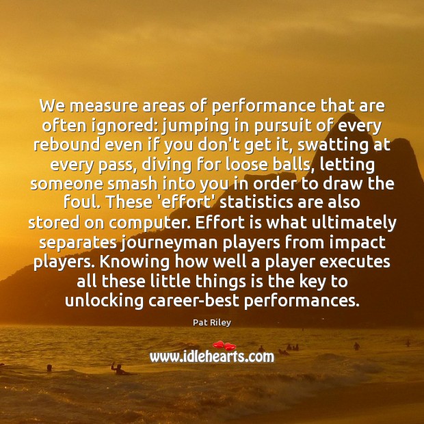 We measure areas of performance that are often ignored: jumping in pursuit Pat Riley Picture Quote