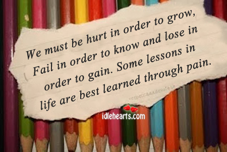 Some lessons learned in life are best learned through pain. Hurt Quotes Image