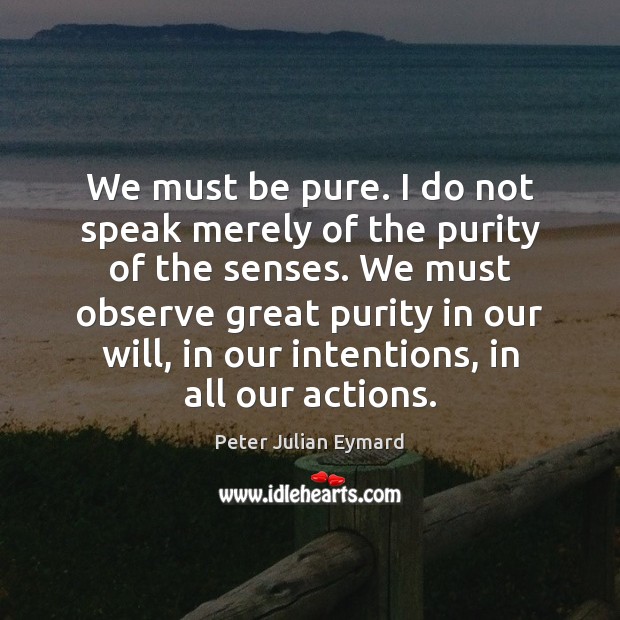We must be pure. I do not speak merely of the purity Image