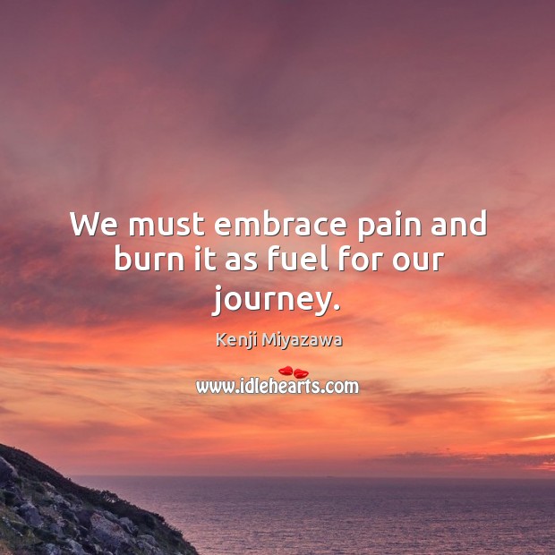 We must embrace pain and burn it as fuel for our journey. Journey Quotes Image